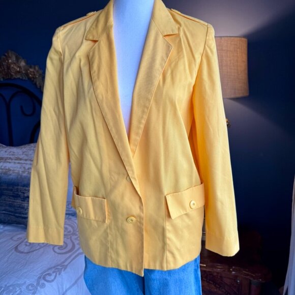 80s Vintage Yellow Light Jacket Blazer - Picture 2 of 11